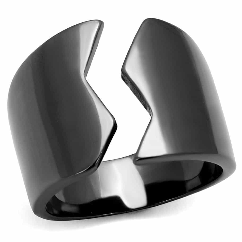 Stainless Steel Black IP Wide Smooth Cuff Ring view 1