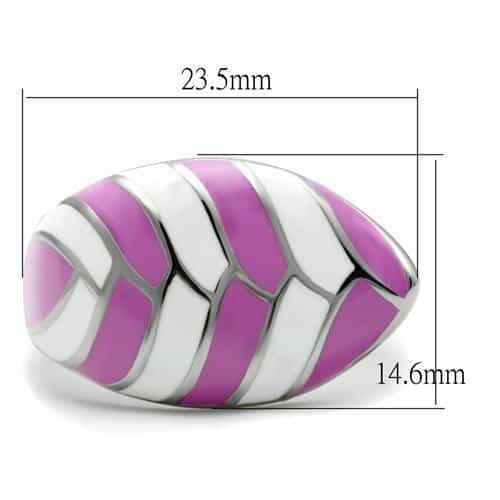 Stainless Steel Pink White Enamel Geometric Wide Ring view 2