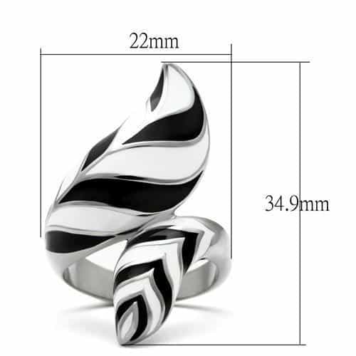 Stainless Steel Polished Flame Swirl Abstract Ring view 7