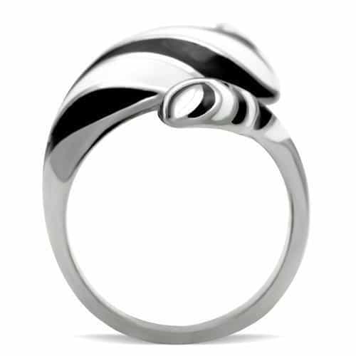 Stainless Steel Polished Flame Swirl Abstract Ring view 4