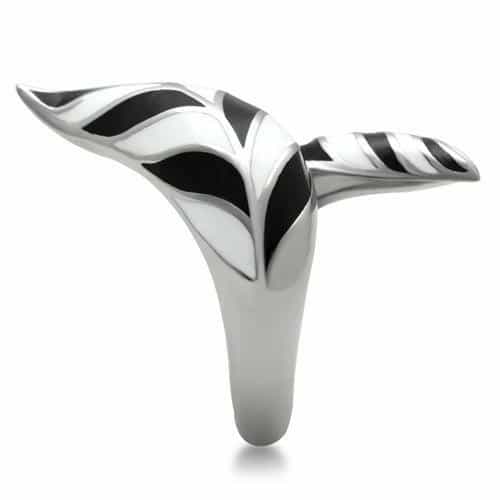 Stainless Steel Polished Flame Swirl Abstract Ring view 10
