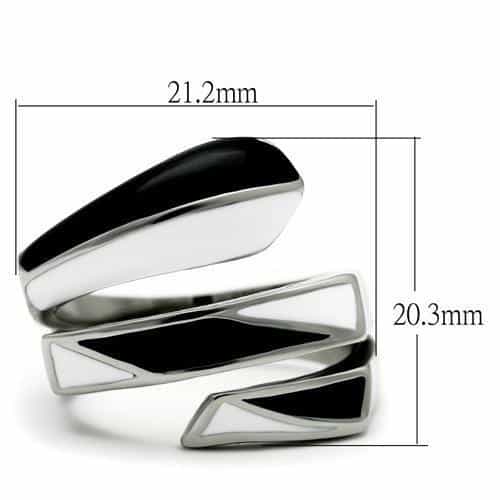 Stainless Steel Polished Geometric Cutout Wide Cuff Ring view 7