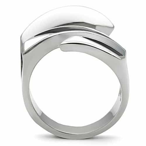 Stainless Steel Polished Geometric Cutout Wide Cuff Ring view 9