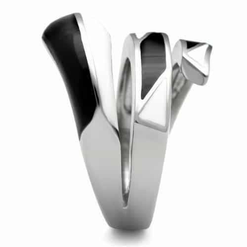 Stainless Steel Polished Geometric Cutout Wide Cuff Ring view 10