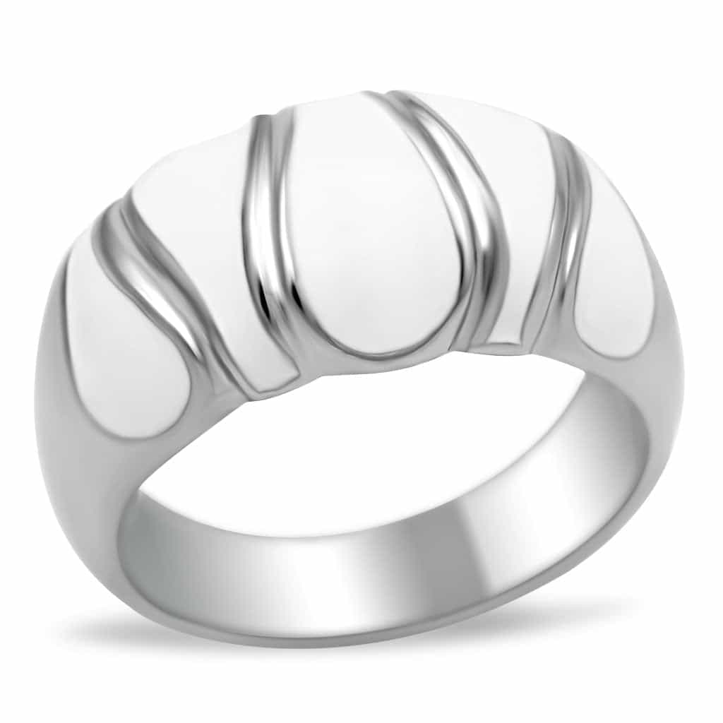 Stainless Steel Polished Smooth Scallop Dome Wide Ring view 1