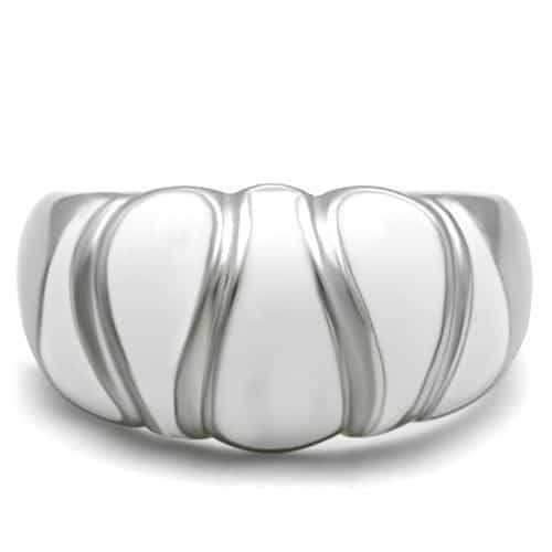 Stainless Steel Polished Smooth Scallop Dome Wide Ring view 3