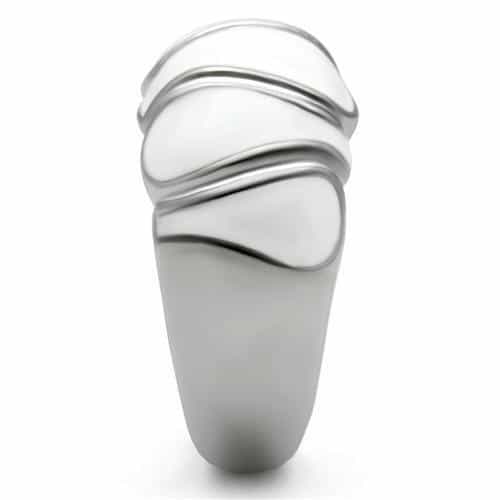 Stainless Steel Polished Smooth Scallop Dome Wide Ring view 5