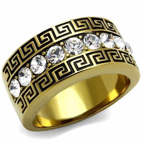 Stainless Steel Greek Key CZ Band Ring | The Stainless Jewelry view 5