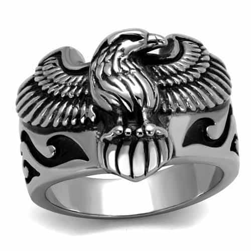 Stainless Steel Spread Eagle Gothic Wings Ring view 1