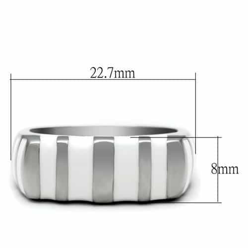 Stainless Steel Polished Ribbed Wide Flat Top Ring view 7