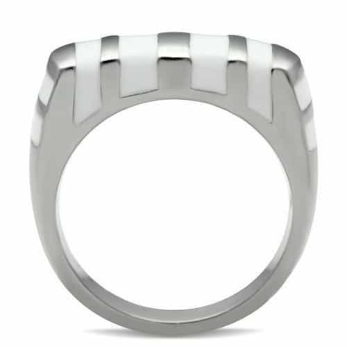 Stainless Steel Polished Ribbed Wide Flat Top Ring view 9