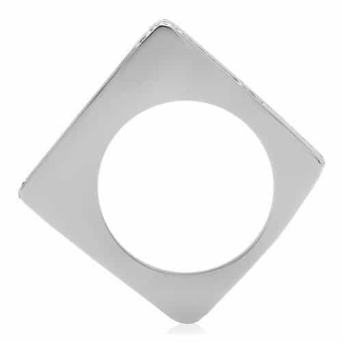 Stainless Steel Black Enamel CZ Edge Square Mens Signet Ring view 9
