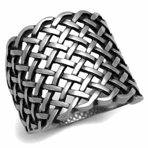 Stainless Steel Woven Basket Weave Wide Dome Ring view 5