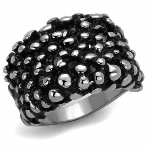 Stainless Steel Antiqued Studded Bubble Dome Wide Ring view 1