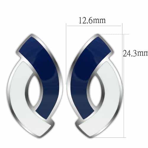 Stainless Steel Navy Blue Enamel Teardrop Twist Earrings view 2