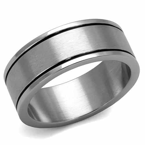 Stainless Steel Polished Brushed Wide Spinner Ring view 1