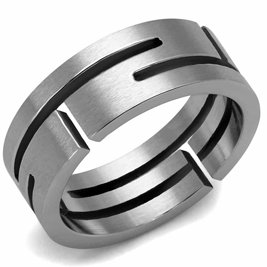 Stainless Steel Polished Geometric Cutout Puzzle Ring view 1