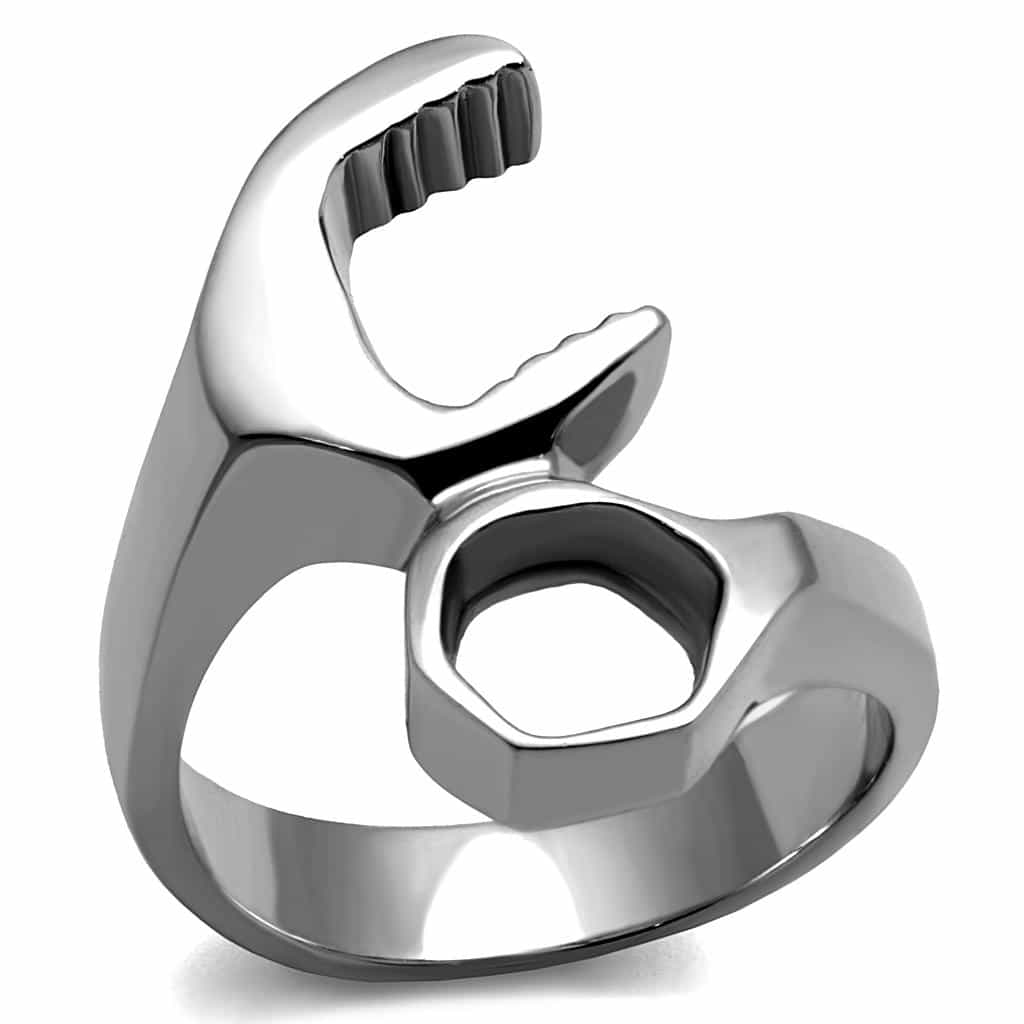 Sterling SilverPolished Wrench Tool Biker Open Ring view 5