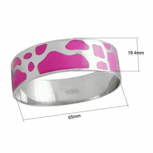Stainless Steel Pink Enamel Cow Print Bracelet view 2