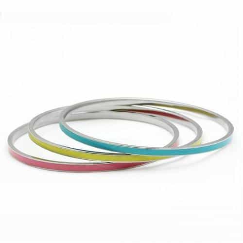 Stainless Steel Multicolor Enamel Thin Stackable Set Bracelet view 1