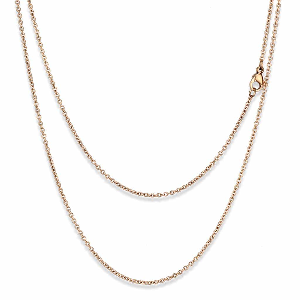 Stainless Steel Rose Gold IP Cable Layered Necklace view 1