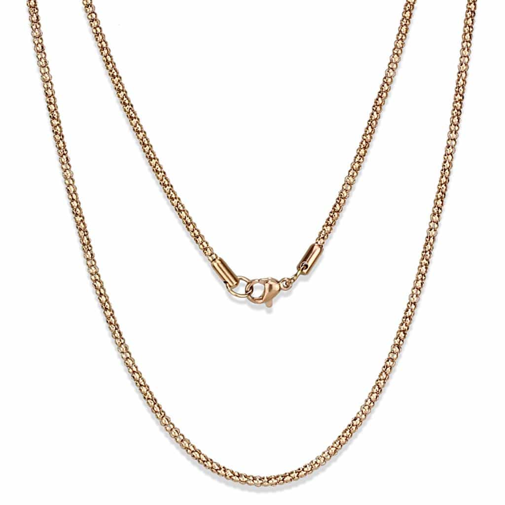 Stainless Steel Rose Gold IP Foxtail Mesh Necklace view 1