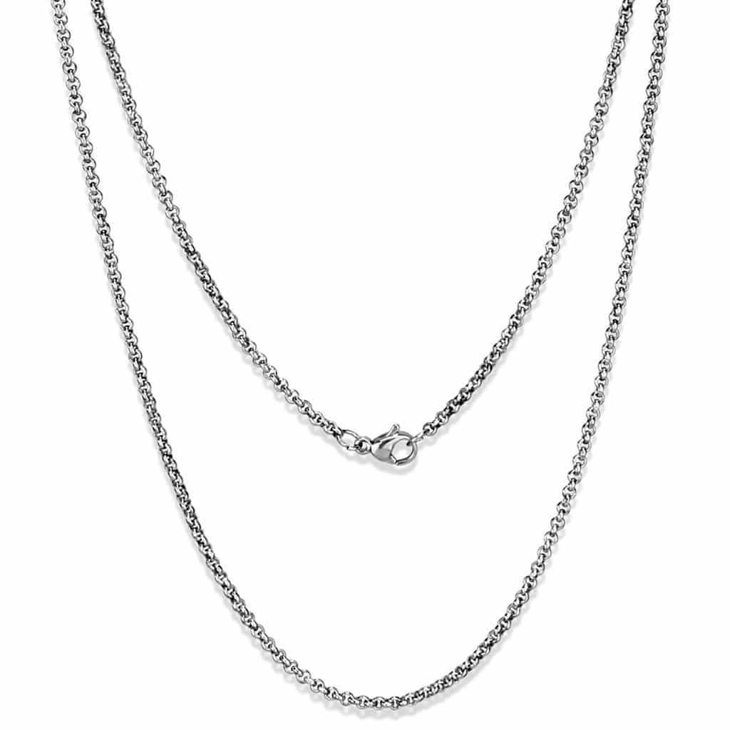 Stainless Steel Silver Popcorn Twisted Necklace view 1