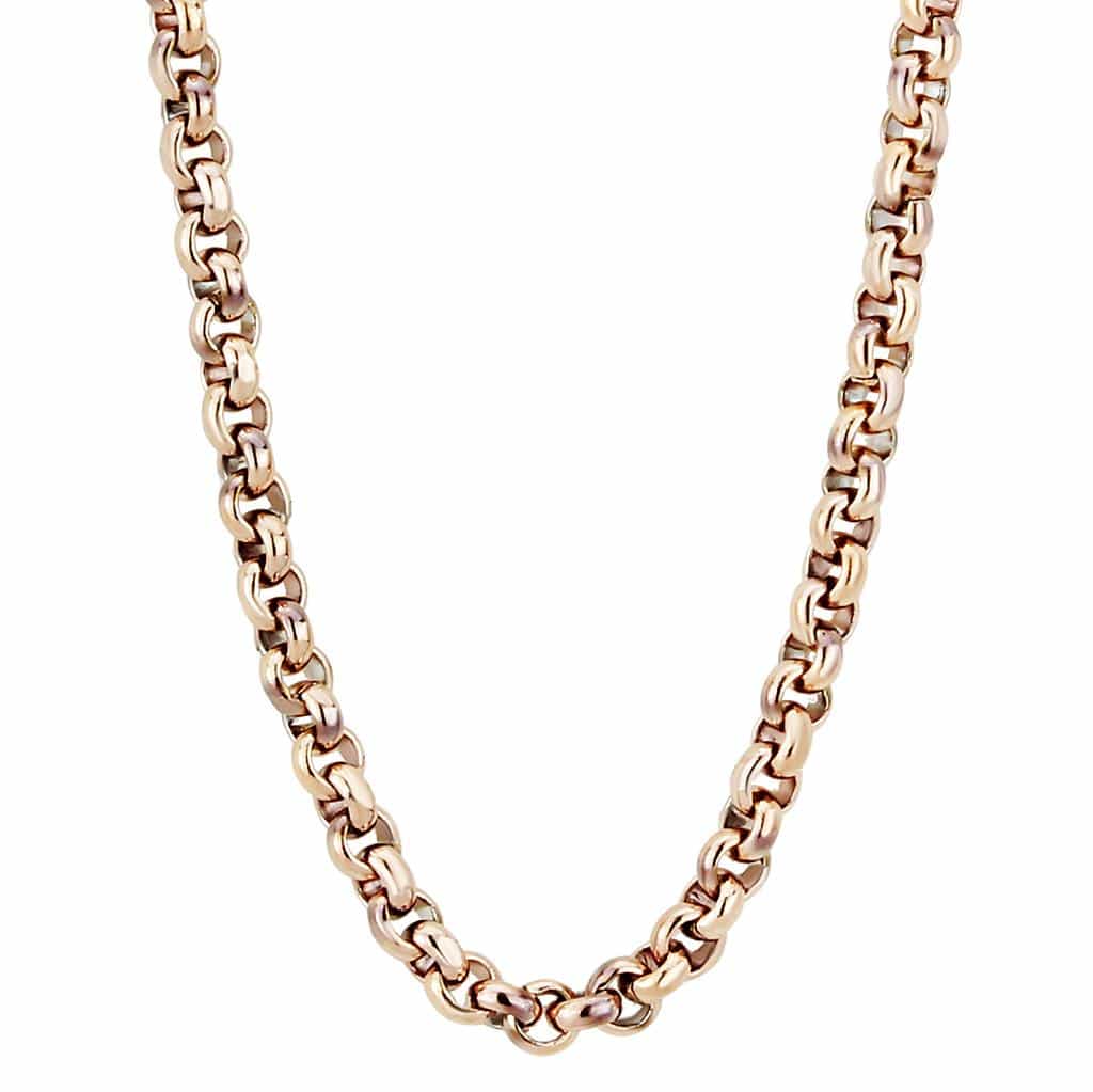 Stainless Steel Rose Gold IP Belcher Rolo Heavy Necklace view 1