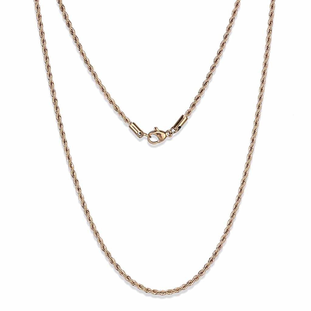 Stainless Steel Rose Gold IP Rope Twisted Necklace view 1