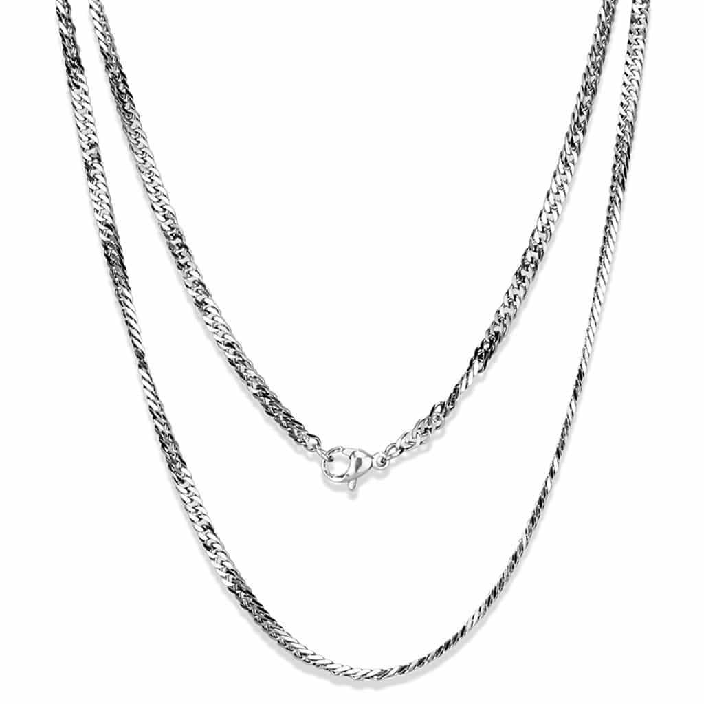 Stainless Steel Silver Singapore Twisted Necklace view 1