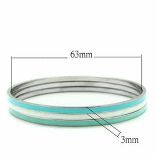 Stainless Steel Polished Thin Stackable Set Teal Accent Bracelet view 2