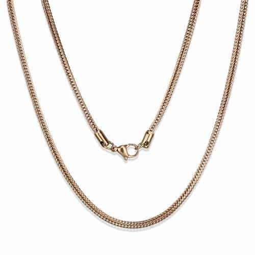 Stainless Steel Rose Gold IP Curb Necklace view 1