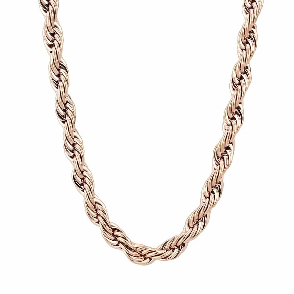 Stainless Steel Rose Gold IP Rope Thick Chunky Ring view 1