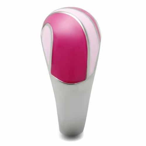 Stainless Steel Pink Fuchsia Enamel Wave Dome Ring view 8