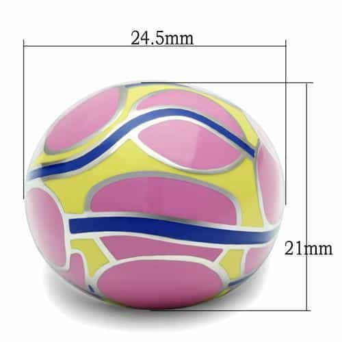 Stainless Steel Pink Yellow Blue Enamel Abstract Dome Ring view 6