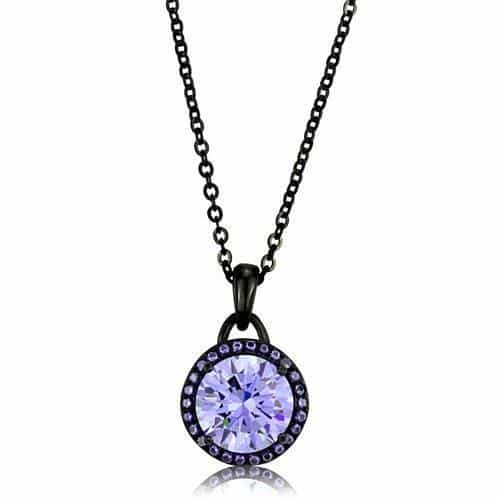 Stainless Steel Amethyst Round Halo | The Stainless Jewelry view 1