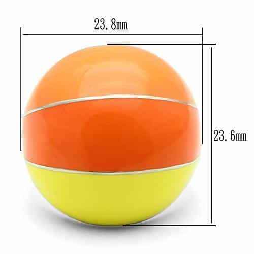 Stainless Steel Orange Yellow Enamel Color Block Dome Ring view 6