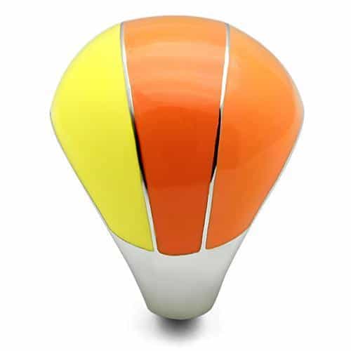 Stainless Steel Orange Yellow Enamel Color Block Dome Ring view 4