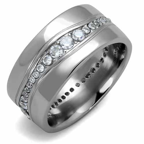 Sterling Silver CZ Channel Eternity Band Ring view 5