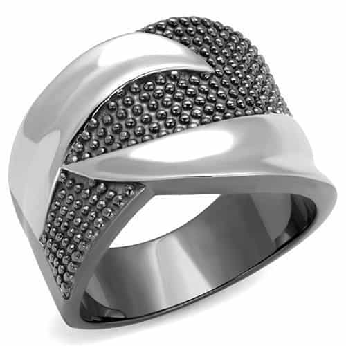 Stainless Steel Silver Polished CZ Pave Wave Crossover Wide Ring view 5