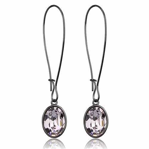 Stainless Steel Pink Morganite Crystal Oval Wire Hook Earrings view 1