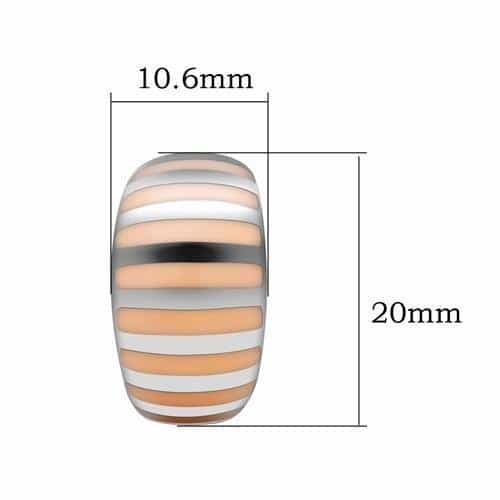 Stainless Steel Two Tone Rose Gold Silver Enamel Stripe Earrings view 2