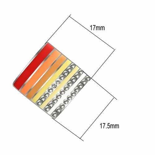 Stainless Steel Red Orange Yellow Enamel Stripe CZ Earrings view 2