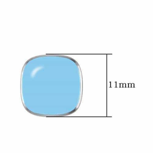 Stainless Steel Light Blue Cat Eye Cabochon Cushion Stud Earrings view 2