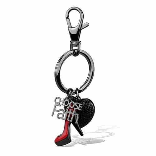 Stainless Steel Dark Gunmetal Choose Faith Heart High Heel Ring view 1