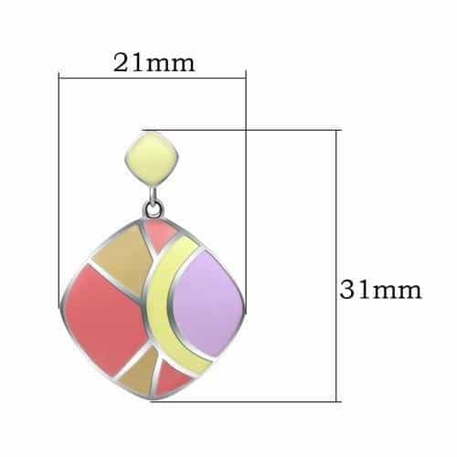 Stainless Steel Multi Color Pastel Enamel Geometric Earrings view 2
