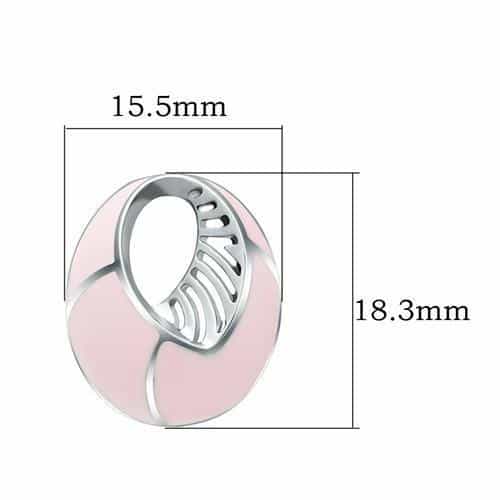 Stainless Steel Pink Enamel Silver Shell Huggie Clip Earrings view 2