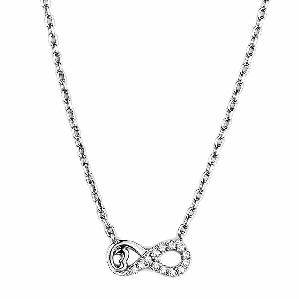 Stainless Steel CZ Pave Infinity Symbol Chain Pendant Necklace view 1