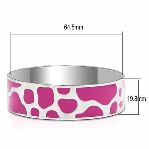 Stainless Steel Pink Fuchsia Enamel Giraffe Print Wide Bracelet view 2