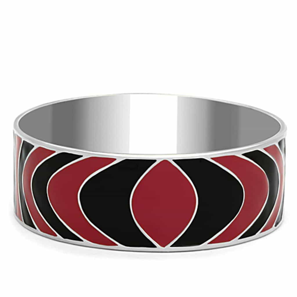 Stainless Steel Red Black Enamel Geometric Heart Pattern Bracelet view 1